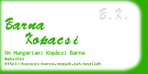 barna kopacsi business card